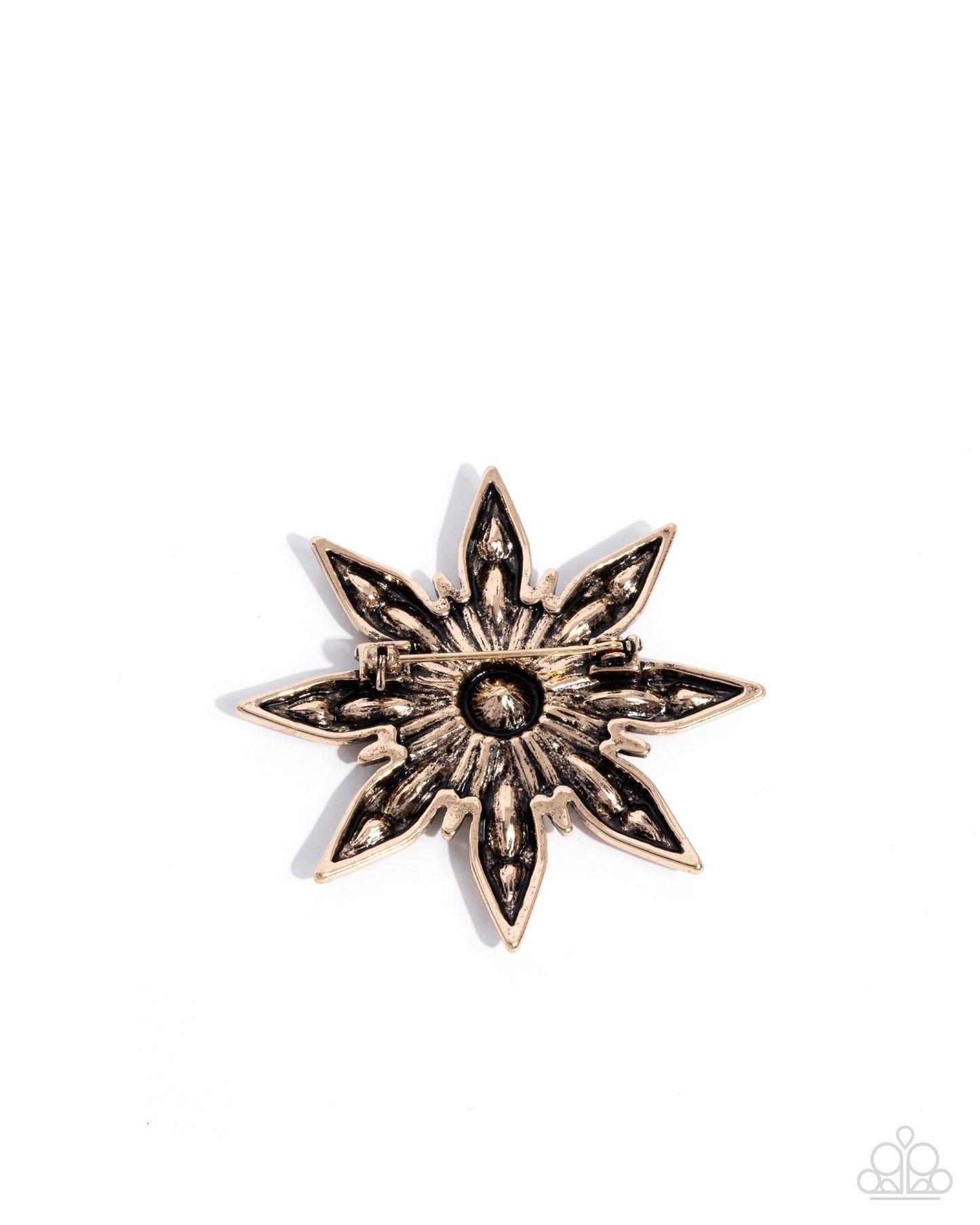 Slow Shimmer - Multi Rhinesont Gold Brooch - Paparazzi Accessories