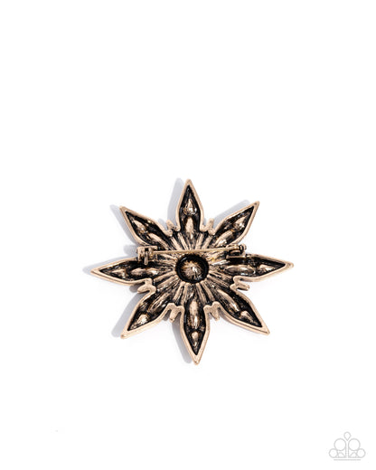 Slow Shimmer - Multi Rhinesont Gold Brooch - Paparazzi Accessories