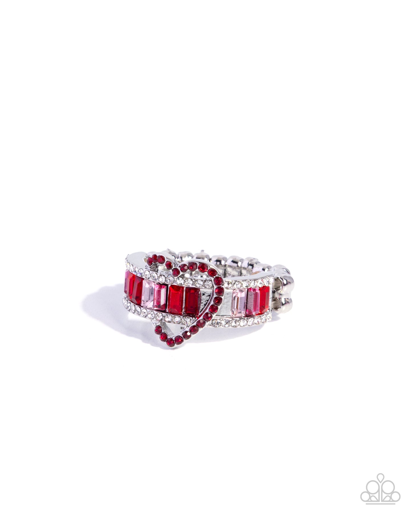 Valentines Value - Red & Pink Rhinestone Heart Ring - Paparazzi Accessories