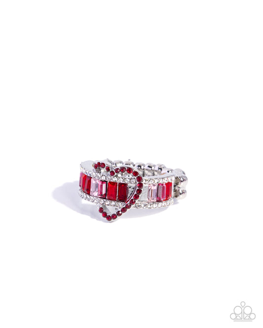 Valentines Value - Red & Pink Rhinestone Heart Ring - Paparazzi Accessories
