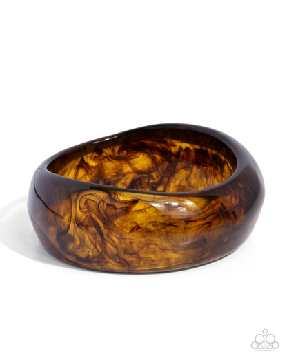 Eye-Catching Evening - Brown Marbled Acrylic Bangle Bracelet - Paparazzi Accesories