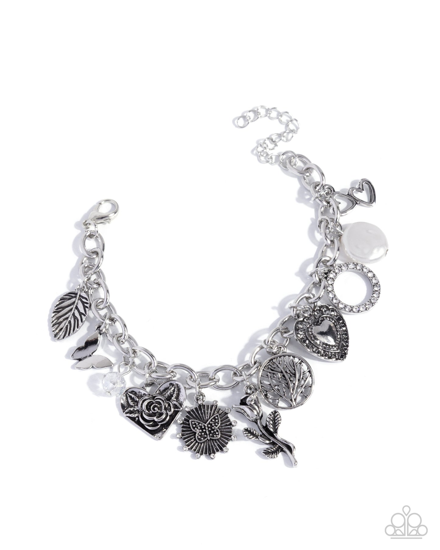 Stay Sophisticated - White and Silver Charm Bracelet - Paparazzi Accessories