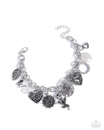 Stay Sophisticated - White and Silver Charm Bracelet - Paparazzi Accessories
