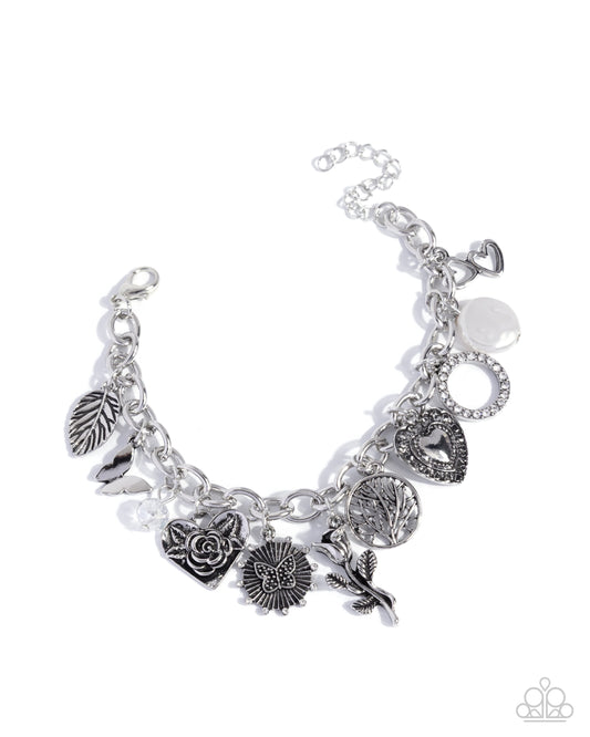 Stay Sophisticated - White and Silver Charm Bracelet - Paparazzi Accessories