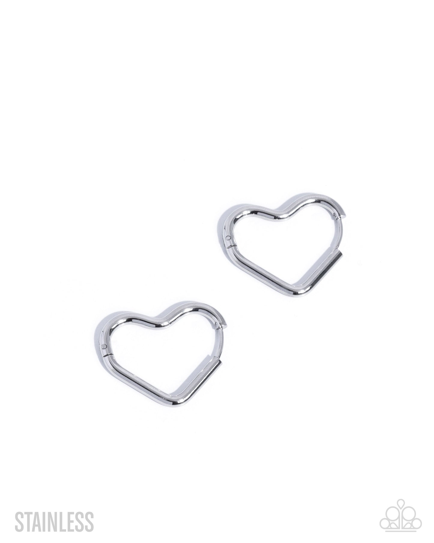 Smitten Sass - Stainless Steel Hinge Hoop Heart Earrings - Paparazzi Accessories
