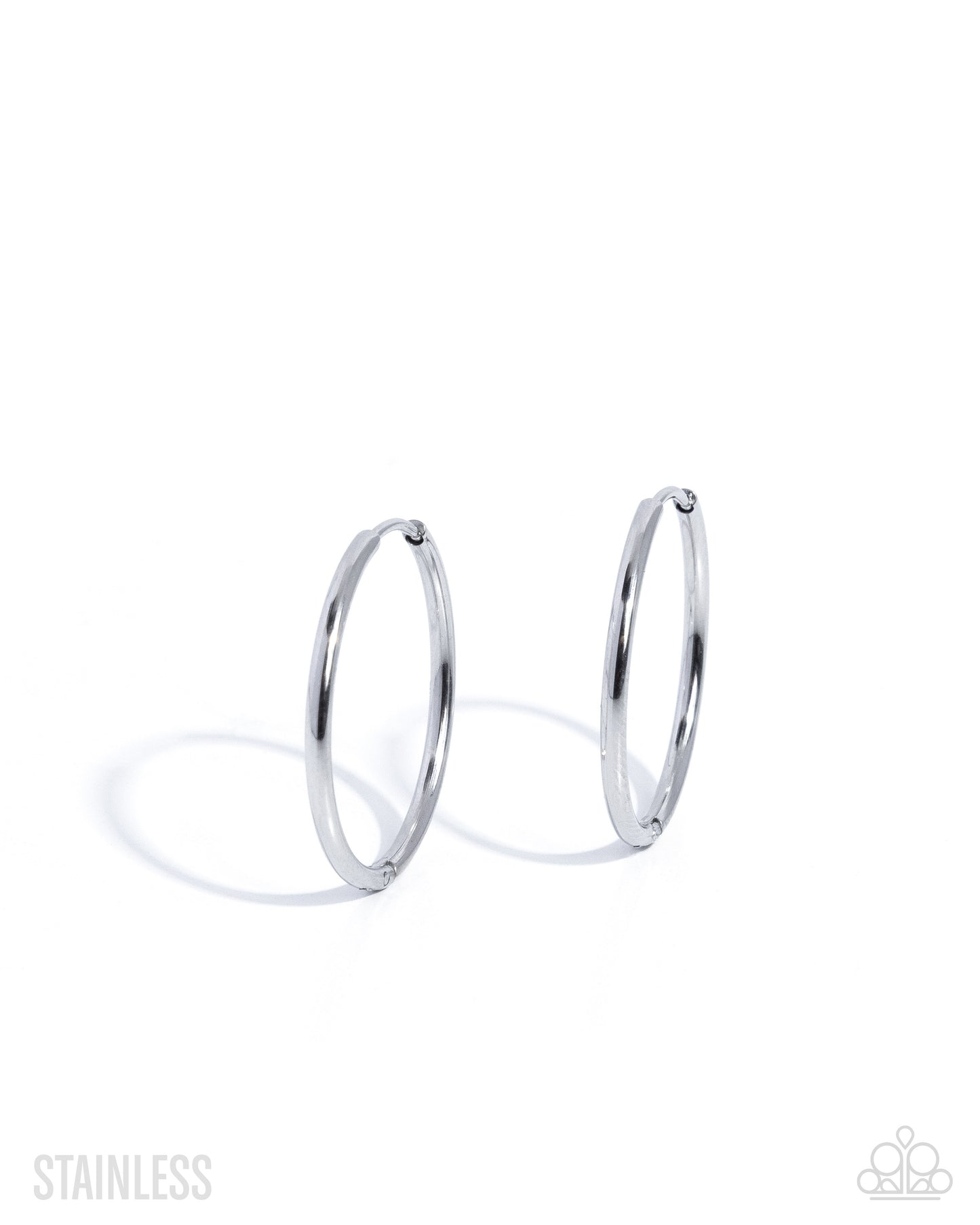 Sinuously Slow - Silver - Stainless Steel Hinge Hoop Earrings - Paparazzi Accessories