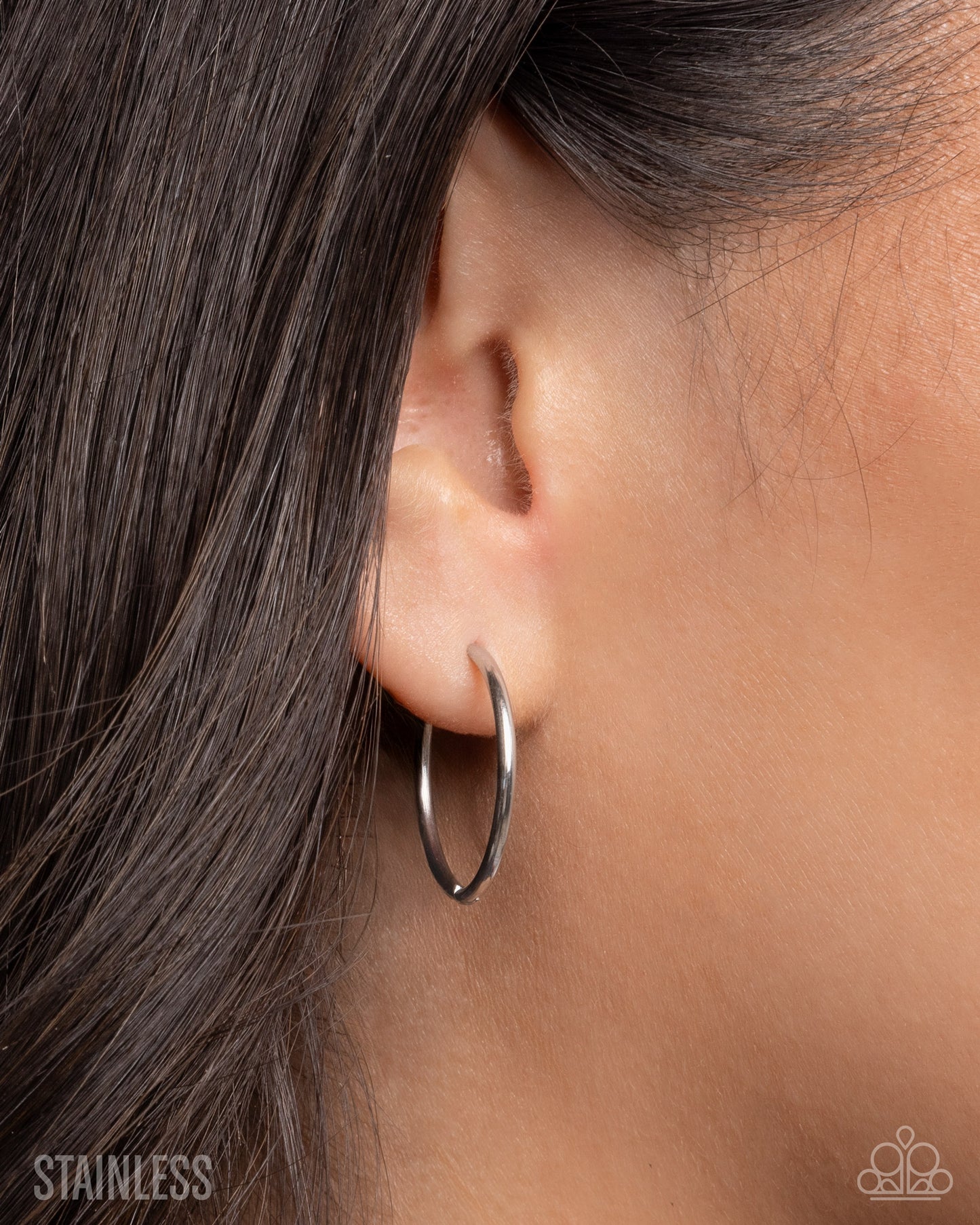 Sinuously Slow - Silver - Stainless Steel Hinge Hoop Earrings - Paparazzi Accessories