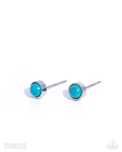 Lingering Leisure - Blue Turquoise - Stainless Steel Earrings - Paparazzi Accessories
