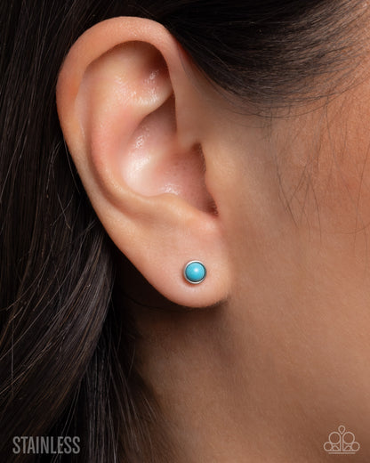 Lingering Leisure - Blue Turquoise - Stainless Steel Earrings - Paparazzi Accessories