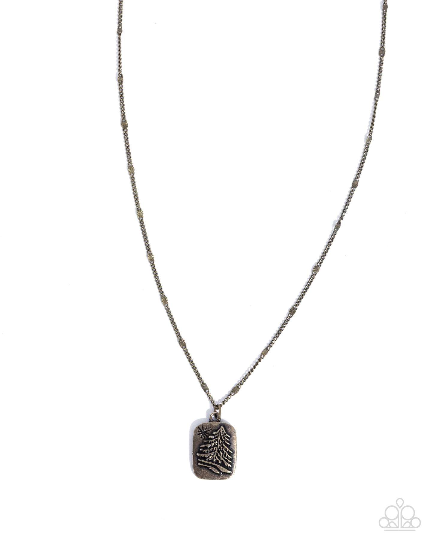 Pine Tree Prize - Brass Tree Pendant Necklace - Paparazzi Accessories