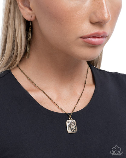 Pine Tree Prize - Brass Tree Pendant Necklace - Paparazzi Accessories