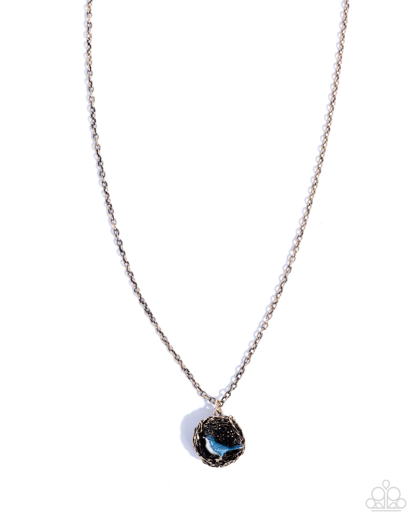 Sparrow Summer - Blue Bird, Gold Necklace - Paparazzi Accessories