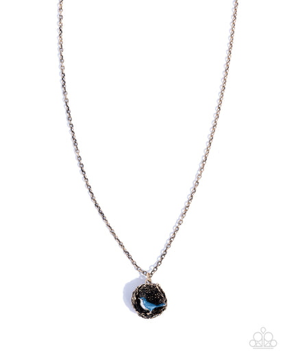 Sparrow Summer - Blue Bird, Gold Necklace - Paparazzi Accessories