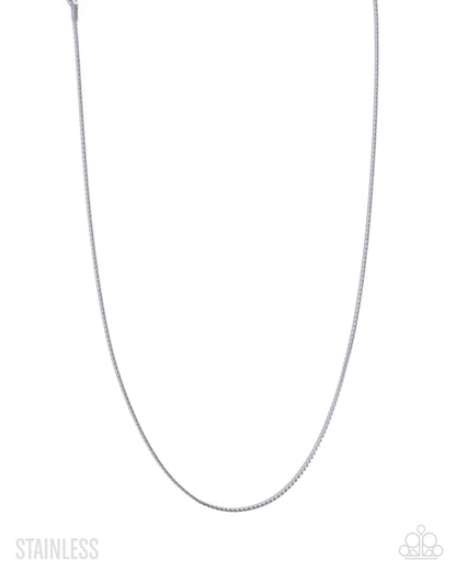 Leverage Labor - Silver Stainless Steel, Urban Chain Necklace - Paparazzi Accessories