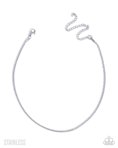 Authoritative Academy - Silver Stainless Steel Choker Necklace - Paparazzi Accessories