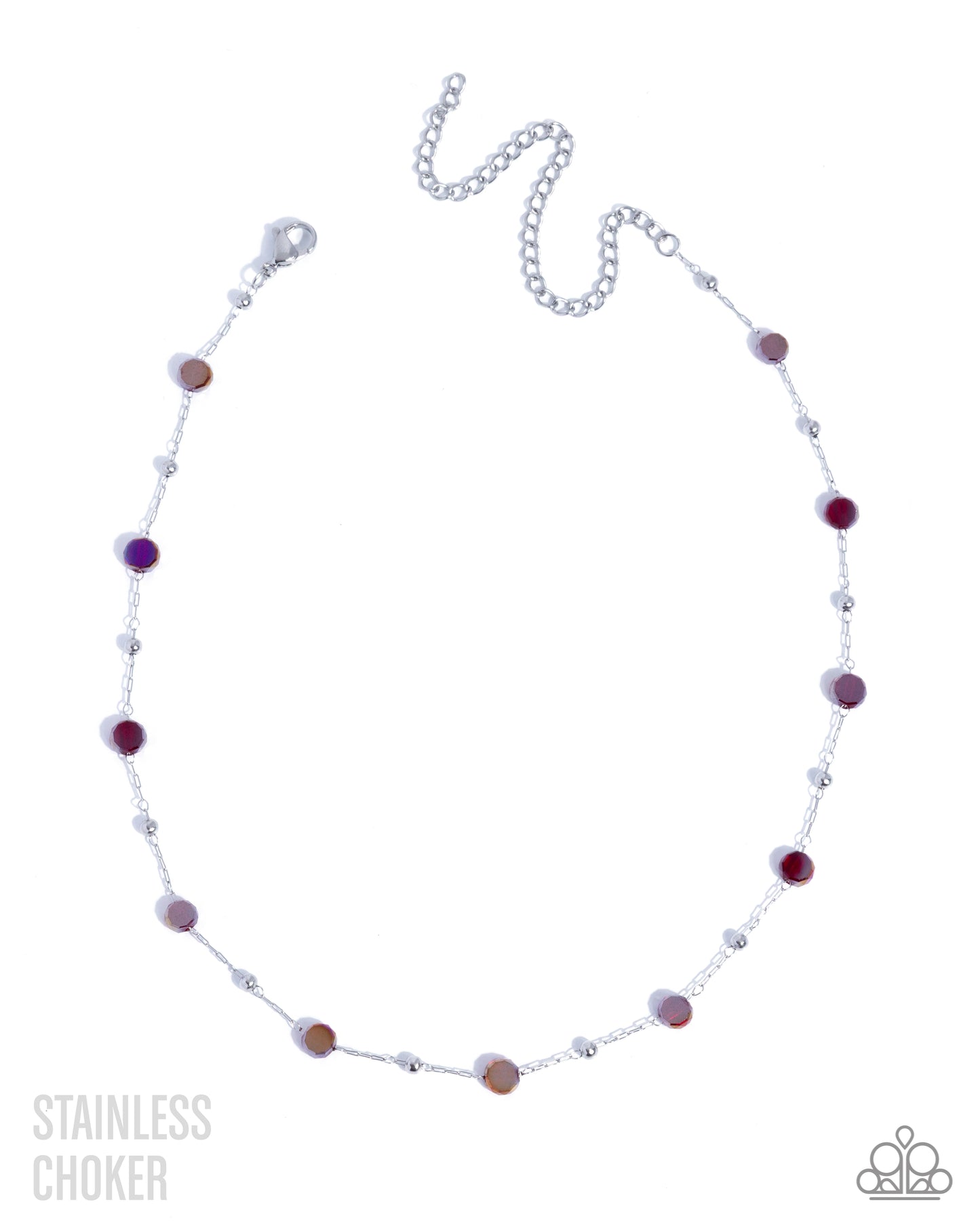Defaced Decadence - Red Gems Stainless Steel Choker Necklace - Paparazzi Accessories
