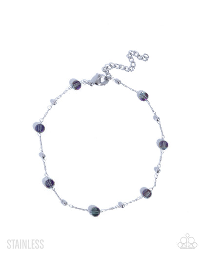Defaced Dedication - Multi Bead - Stainless Steel Anklet - Paparazzi Accessories