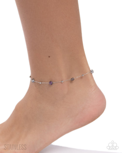 Defaced Dedication - Multi Bead - Stainless Steel Anklet - Paparazzi Accessories