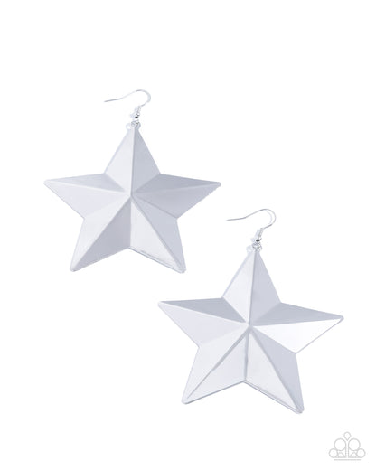 Seize the Superstars - Silver Star Fishhook Earrings - Paparazzi Accessories