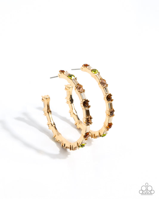 Prettily Positioned - Gold Hoop Earrings - Paparazzi Accessories