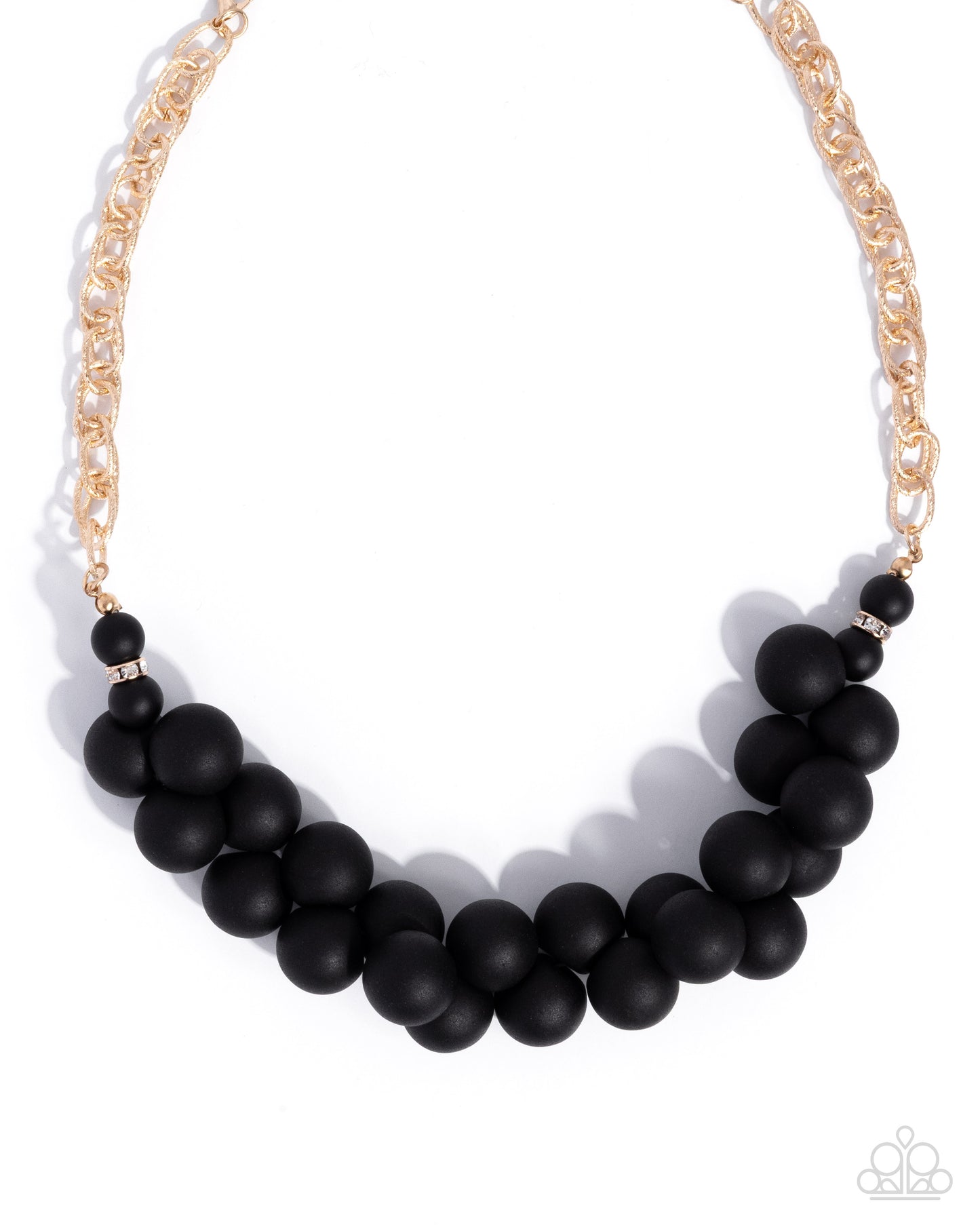 Clustered Court - Black Bead, Gold Necklace - Paparazzi Accessories