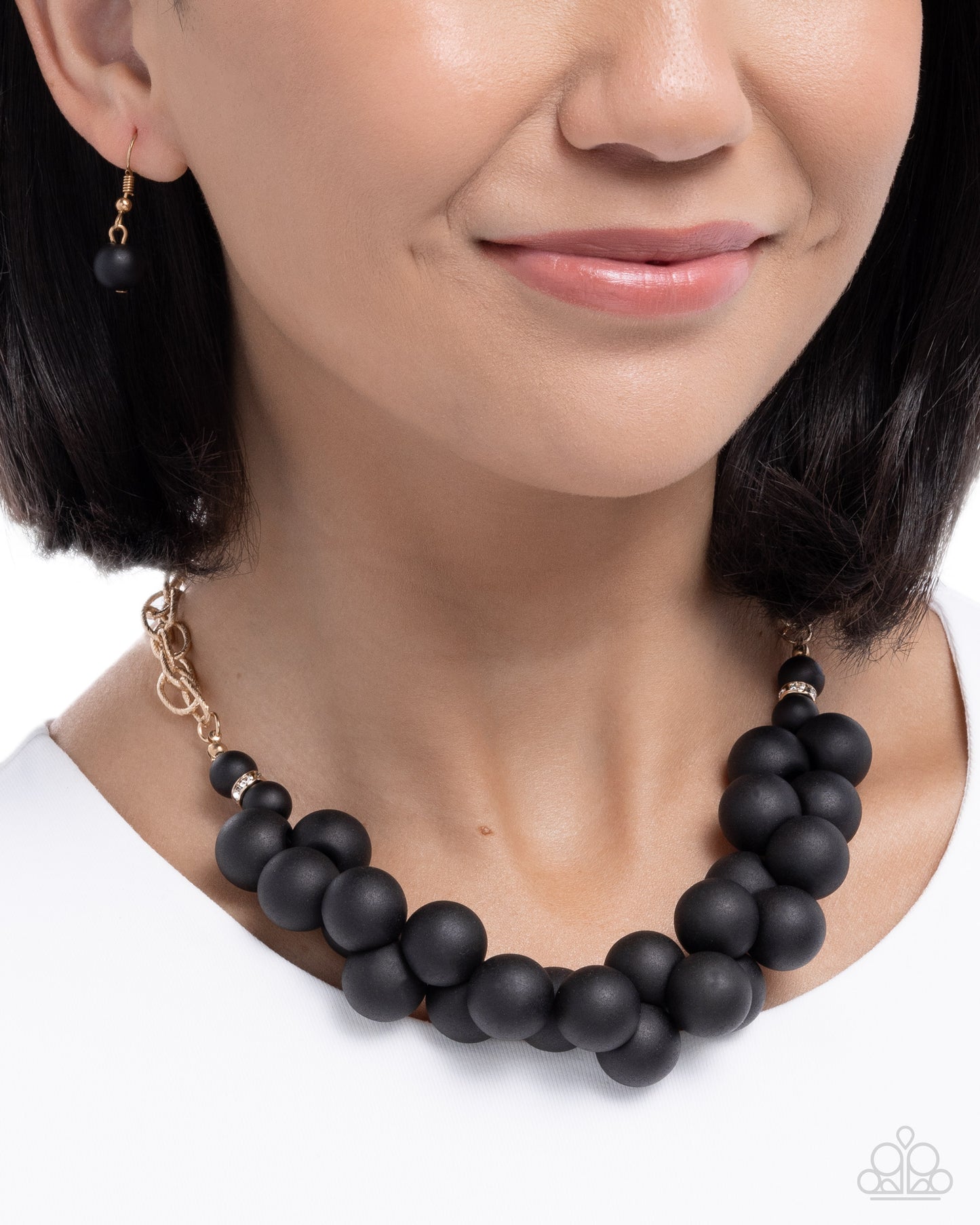 Clustered Court - Black Bead, Gold Necklace - Paparazzi Accessories