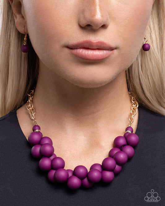 Clustered Court - Purple Beaded Gold Necklace - Paparazzi Accessories