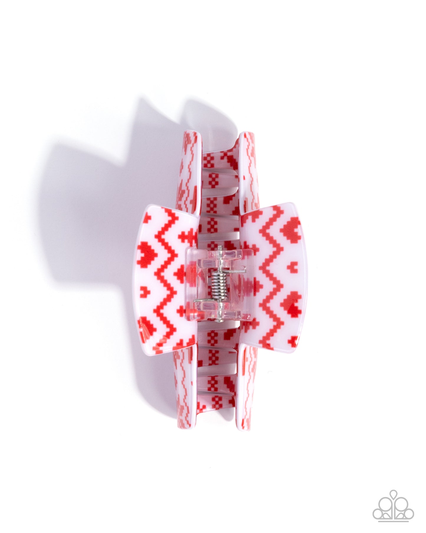 Sweater Style - Red Snowflakes, Christmas Trees & White Acrylic Claw Clip - Paparazzi Accessories