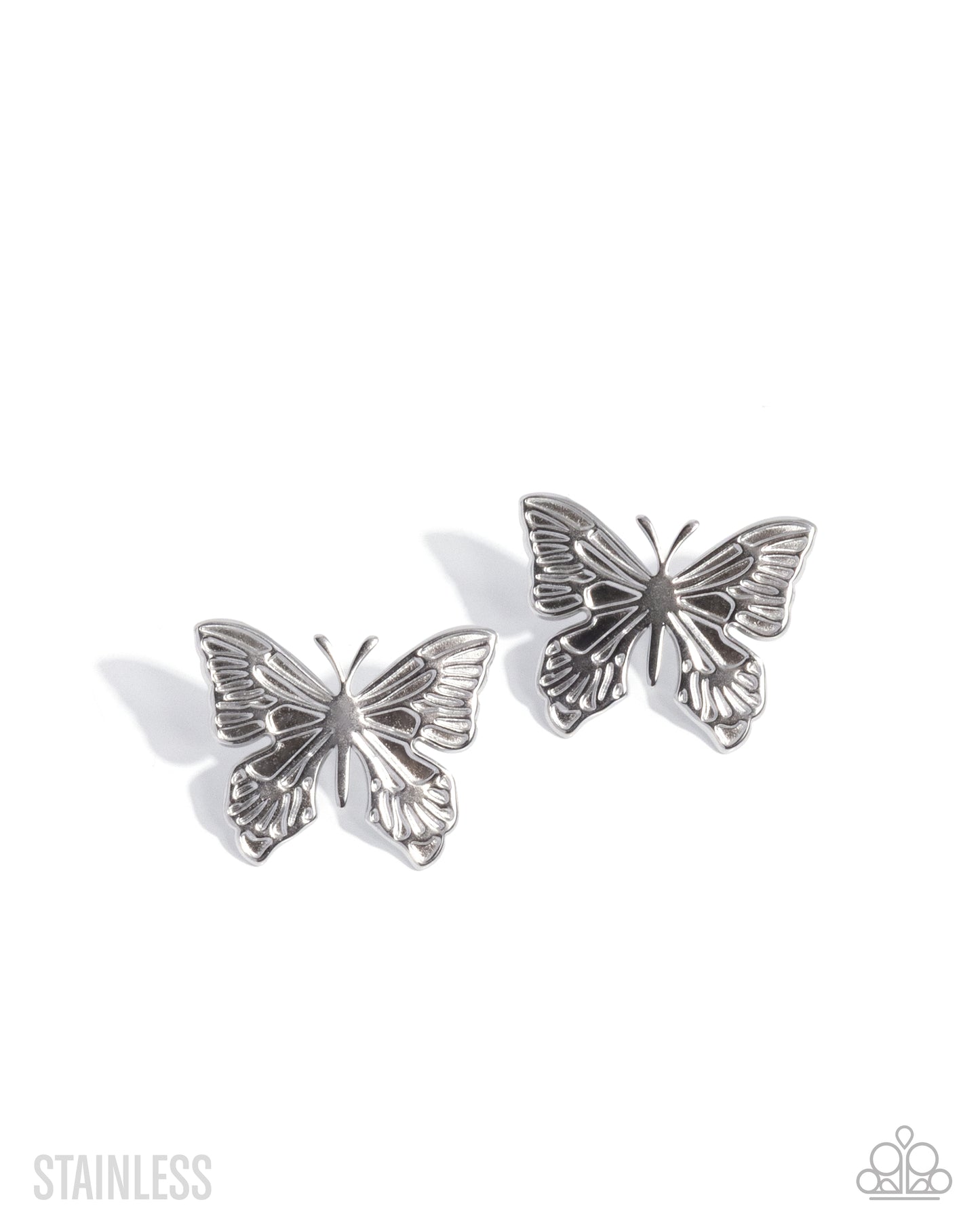 Soaring Sensation - Silver Butterfly Earrings - Paparazzi Accessories