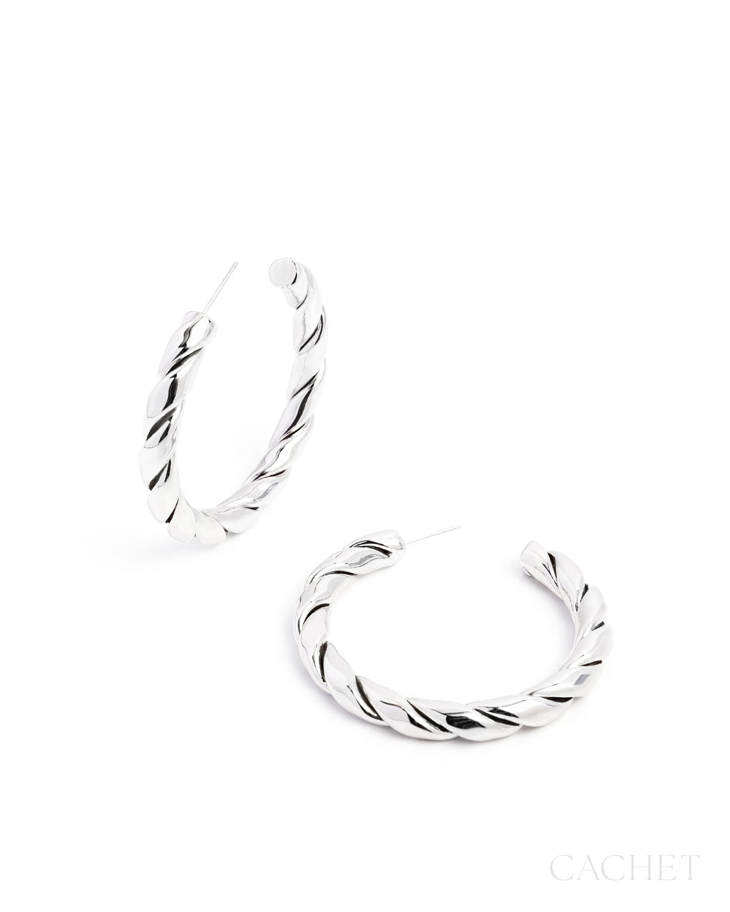 CACHET - "Rove" - Rhodium Plated Hoop Earrings