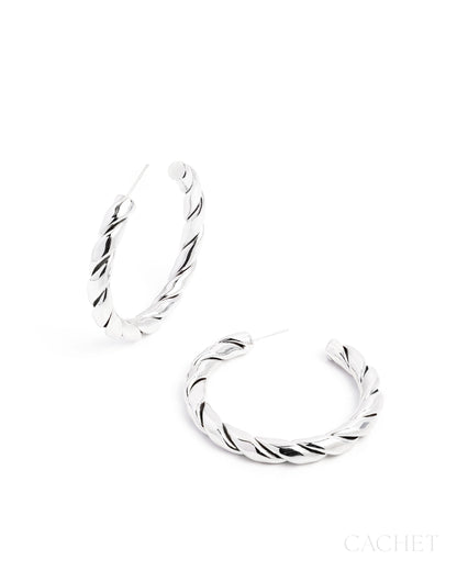 CACHET - "Rove" - Rhodium Plated Hoop Earrings