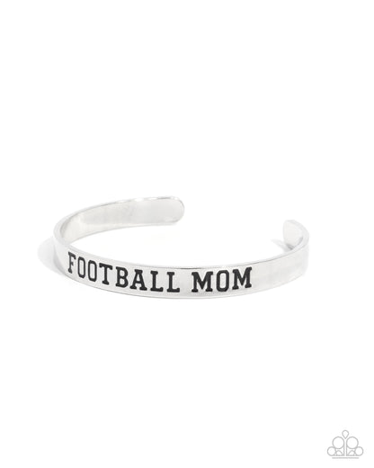 Football Mom - Silver Cuff Bracelet - Paparazzi Accessories