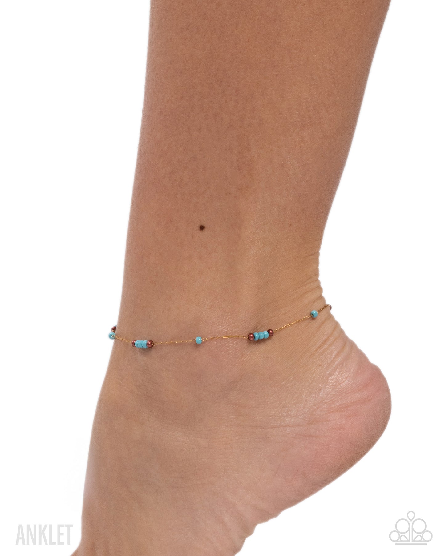Delightfully Delicate - Gold, Copper and Turquoise Anklet - Paparazzi Accessories