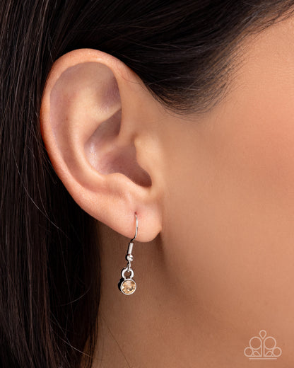 Leafy Lullaby - Brown & White Rhinestone Silver Maple Leaf Necklace - Paparazzi Accessories