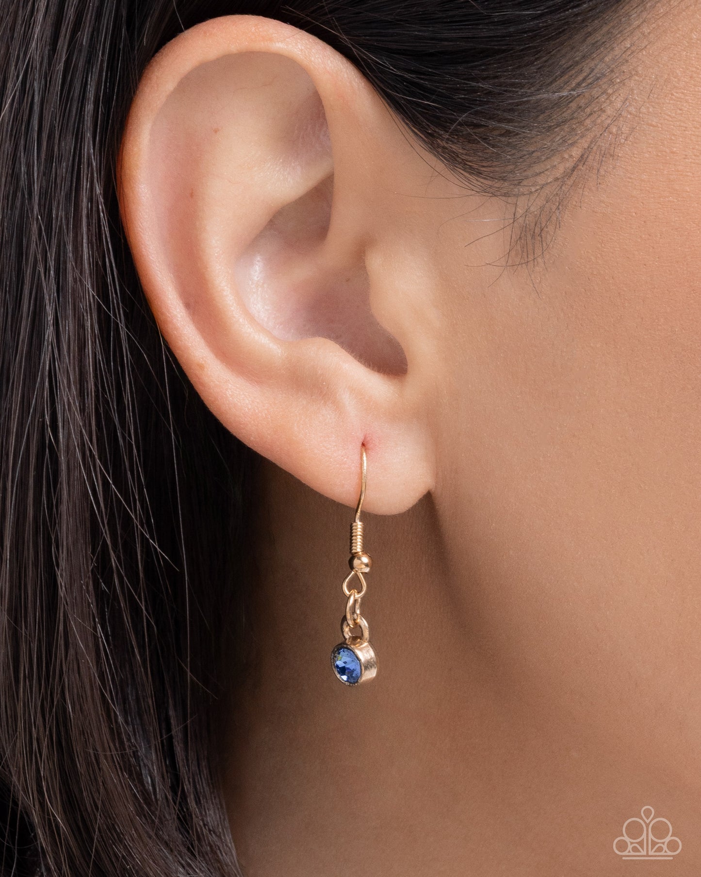 Flirtatious Framing - Blue Rhinestone Gold Neckalce - Paparazzi Accessories