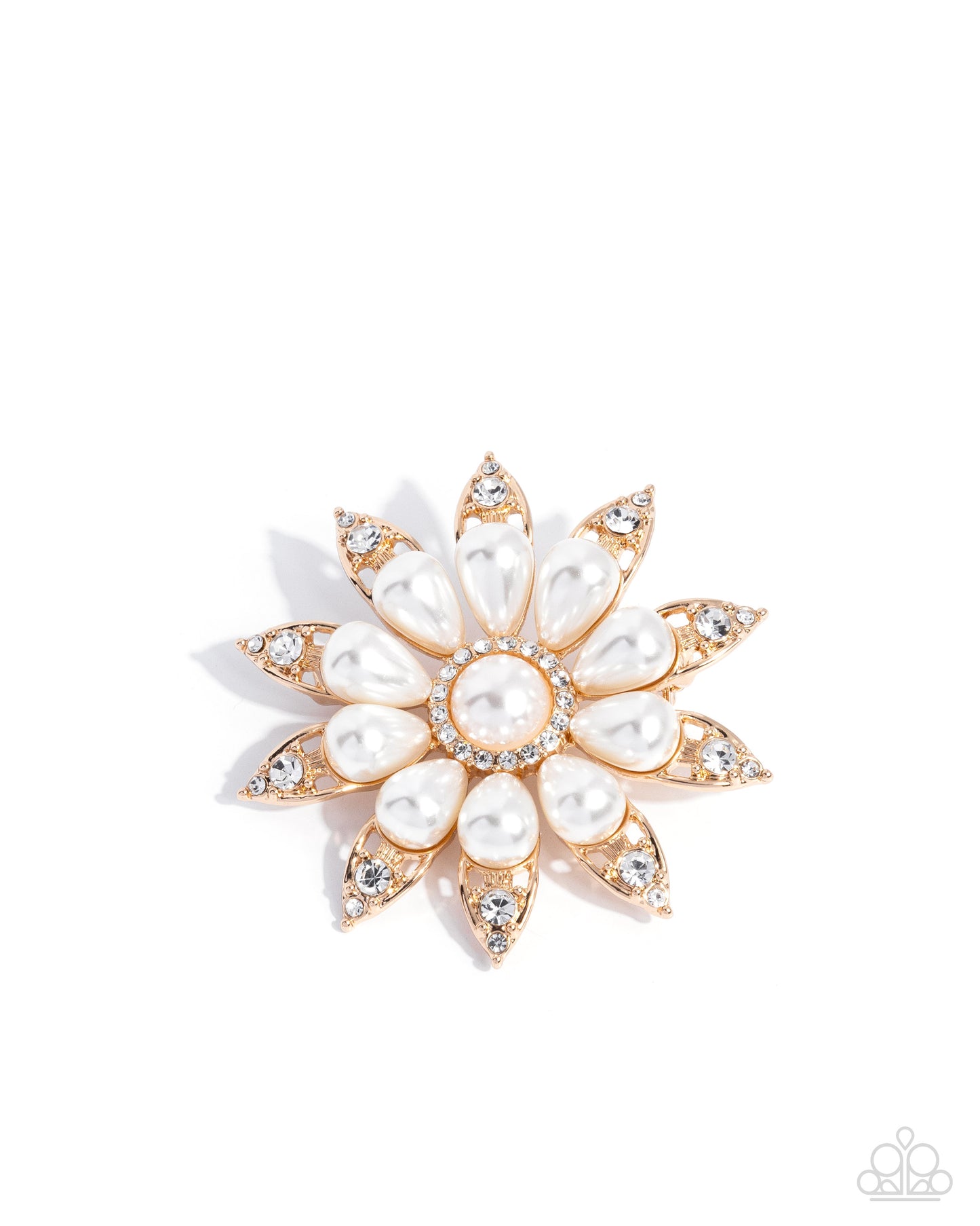 Timeless Tribute - Gold White Pearl Brooch - Paparazzi Accessories