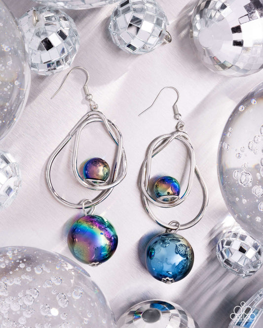 Royal Rotation - Multi Oil Spill Pearl Silver Fishhook Earrings - Paparazzi Accessories