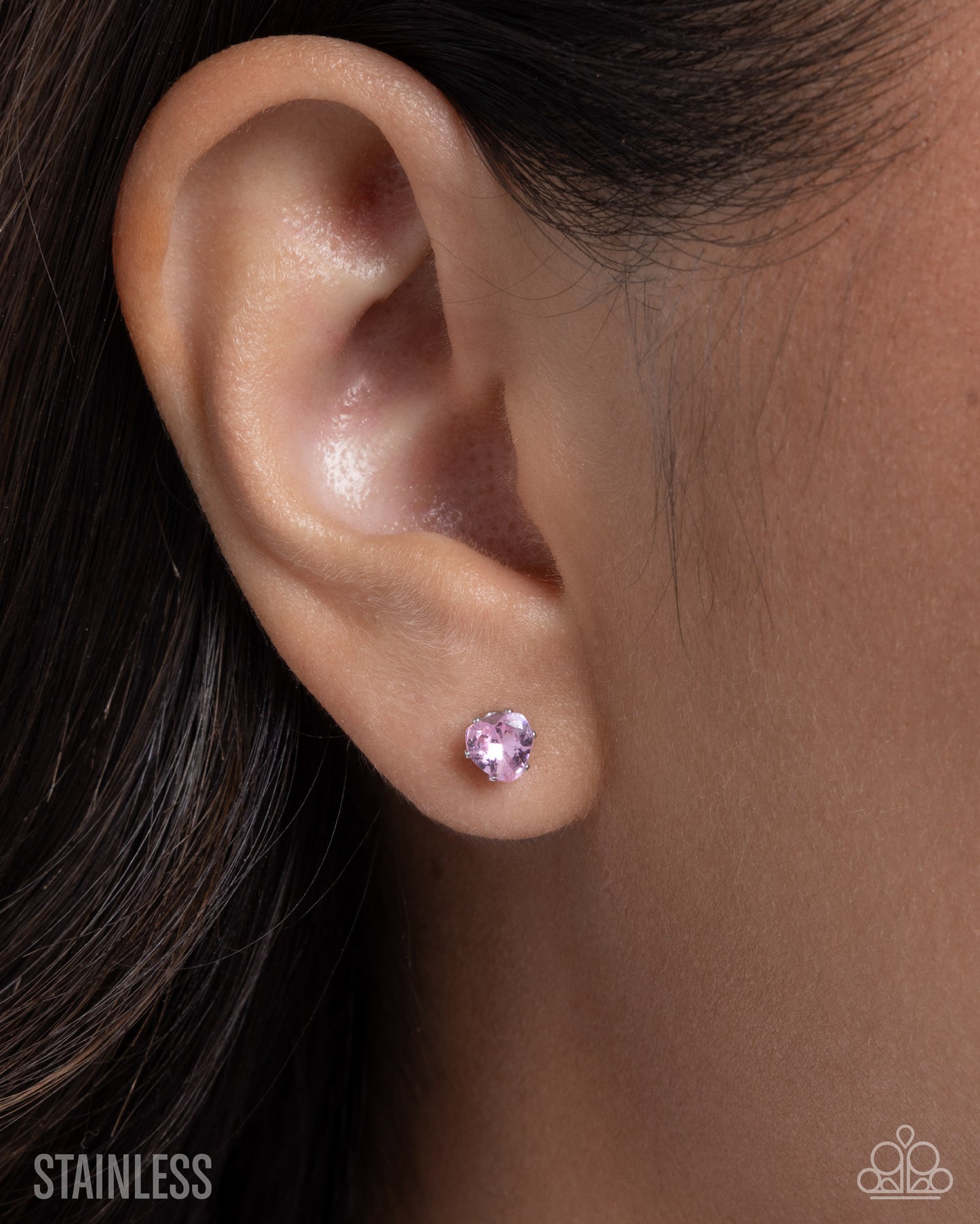 Simple Sweetheart - Pink Cubic Zirconia Stainless Steel Post Earrings - Paparazzi Accessories