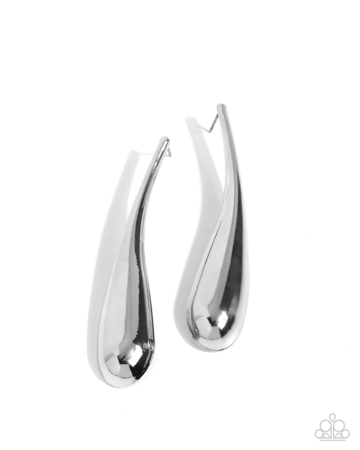 Elongated Effort - Silver Teardrop Post Earrings - Paparazzi Accessories