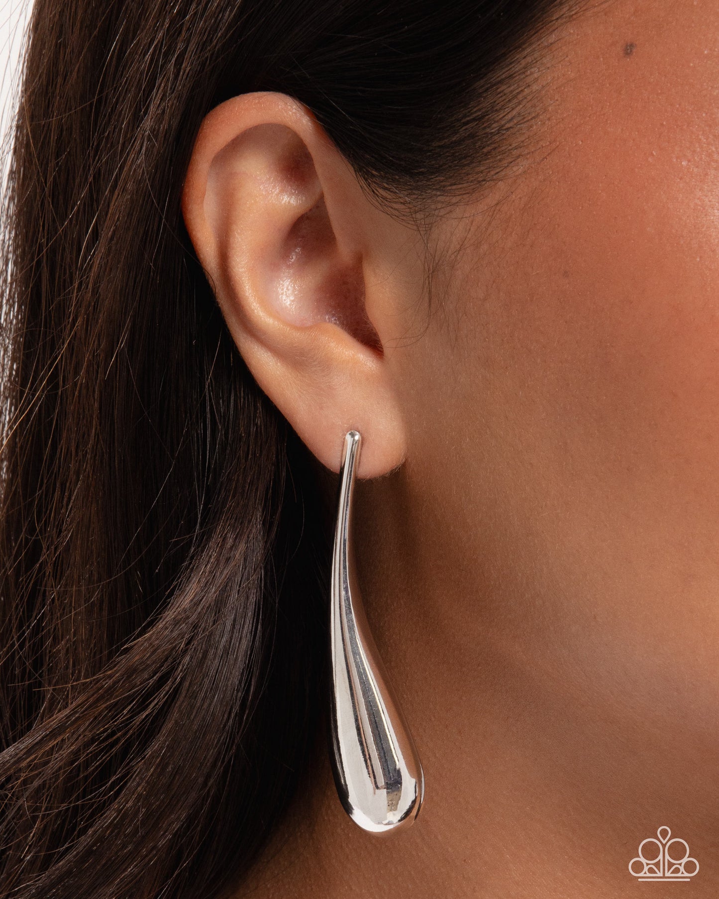 Elongated Effort - Silver Teardrop Post Earrings - Paparazzi Accessories