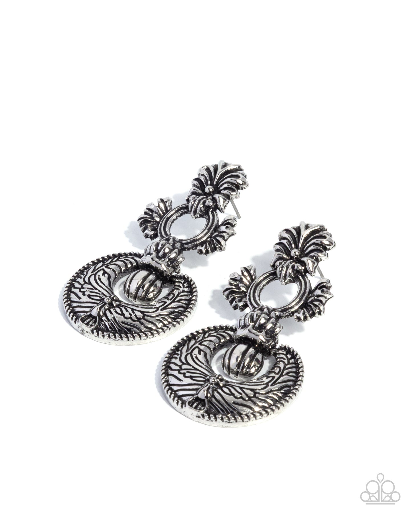 Officially Ornate - Silver Post Earrings - Paparazzi Accessories