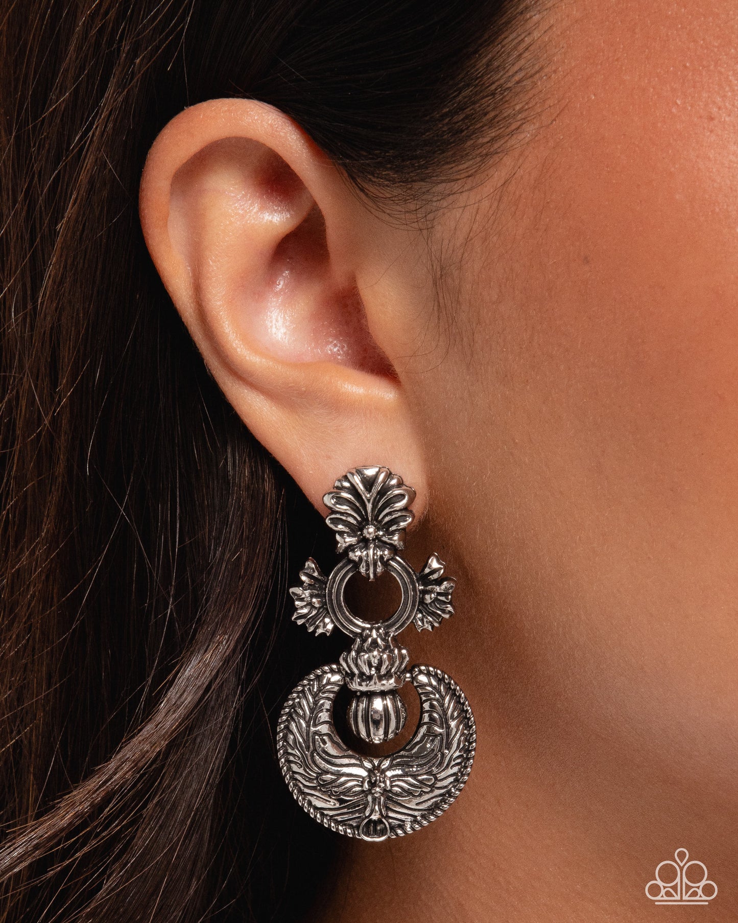 Officially Ornate - Silver Post Earrings - Paparazzi Accessories