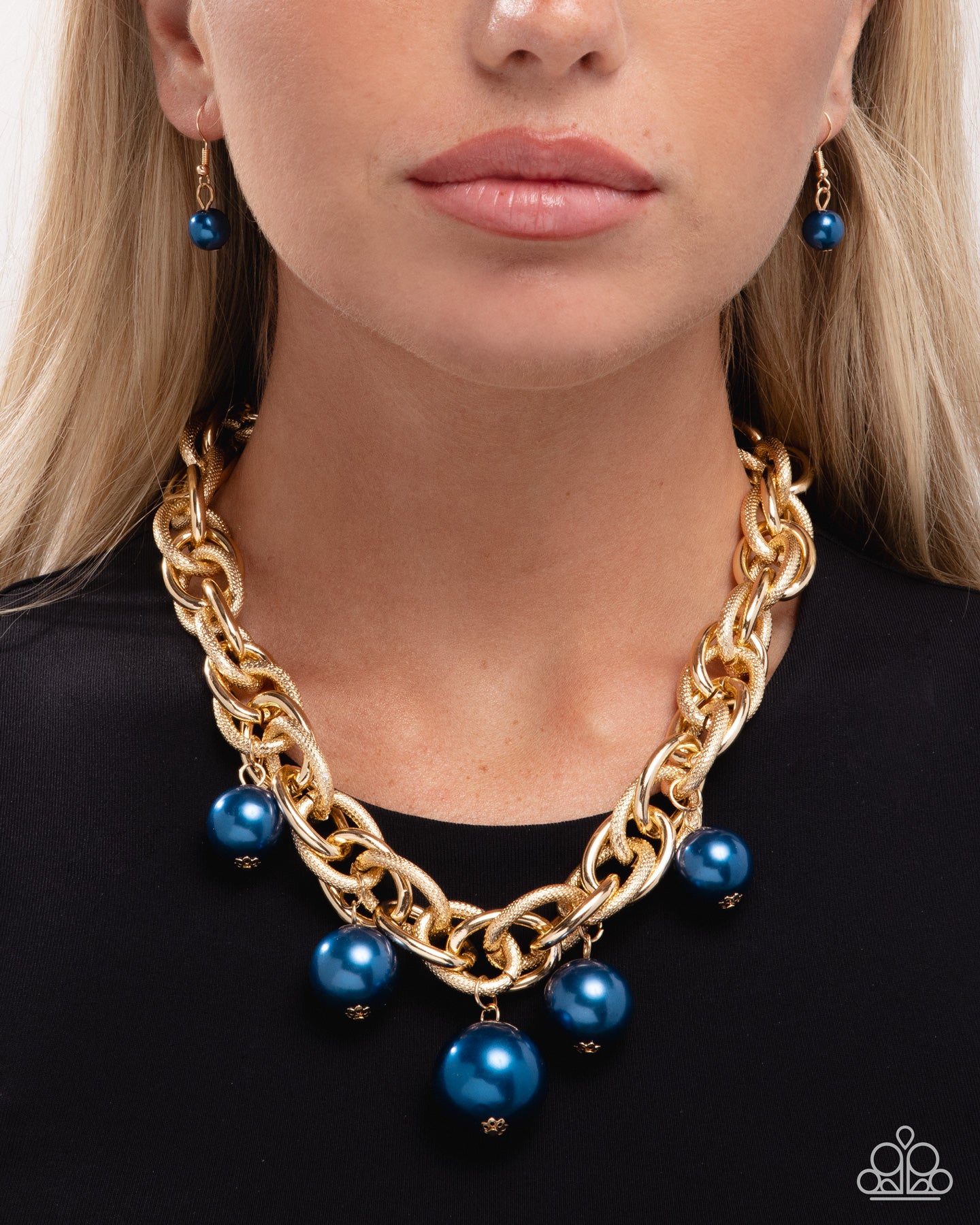 Ornamental Obsession - Blue Pearl Gold Chain Necklace - Paparazzi Accessories