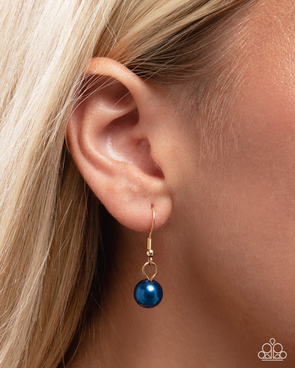 Ornamental Obsession - Blue Pearl Gold Chain Necklace - Paparazzi Accessories
