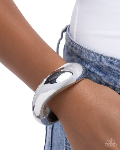 Fearless Fame - Silver Hinge Bracelet - Paparazzi Accessories