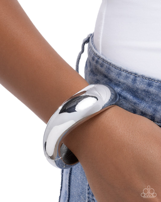 Fearless Fame - Silver Hinge Bracelet - Paparazzi Accessories