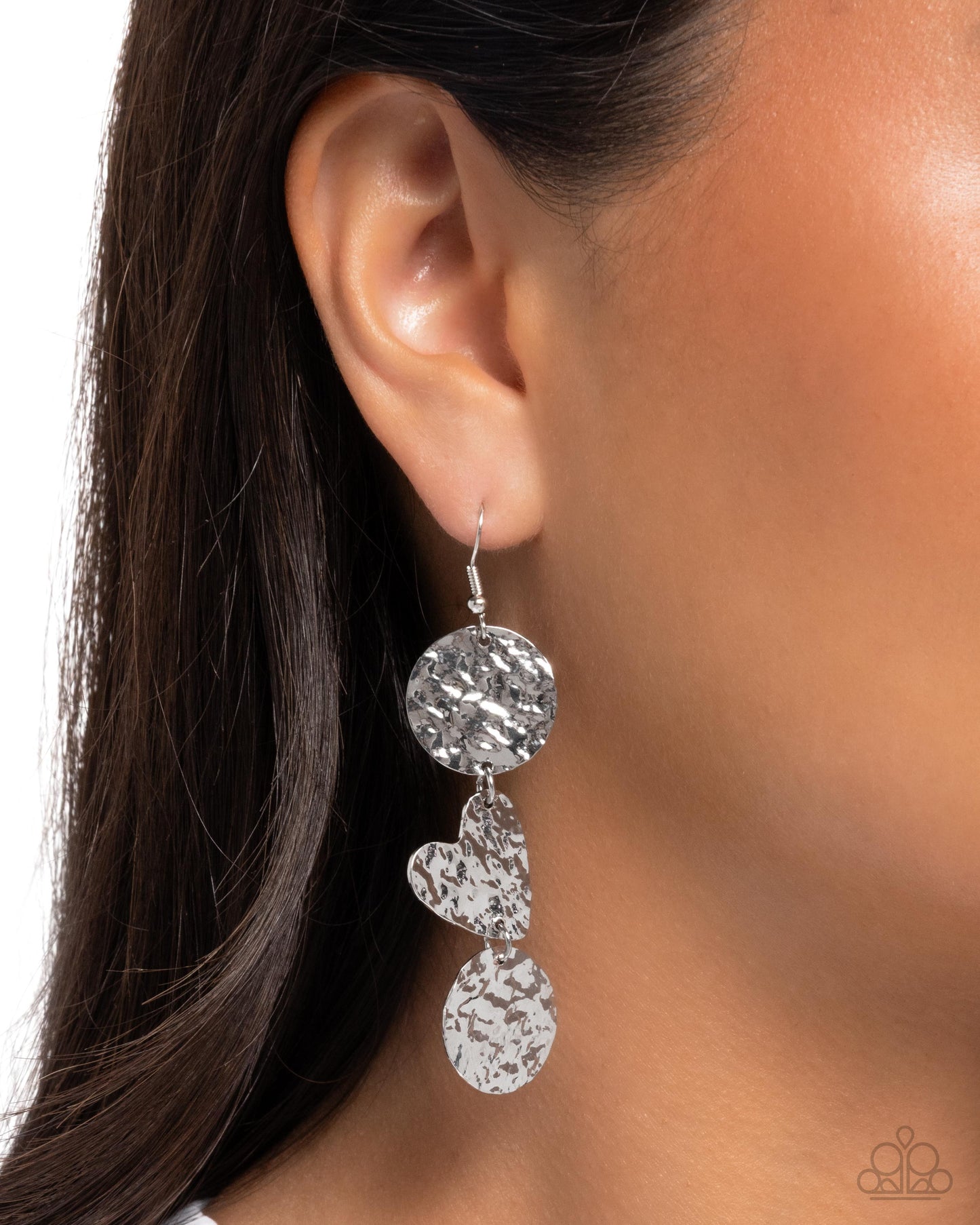 Hammered Haze - Silver Earrings - Paparazzi Accessories
