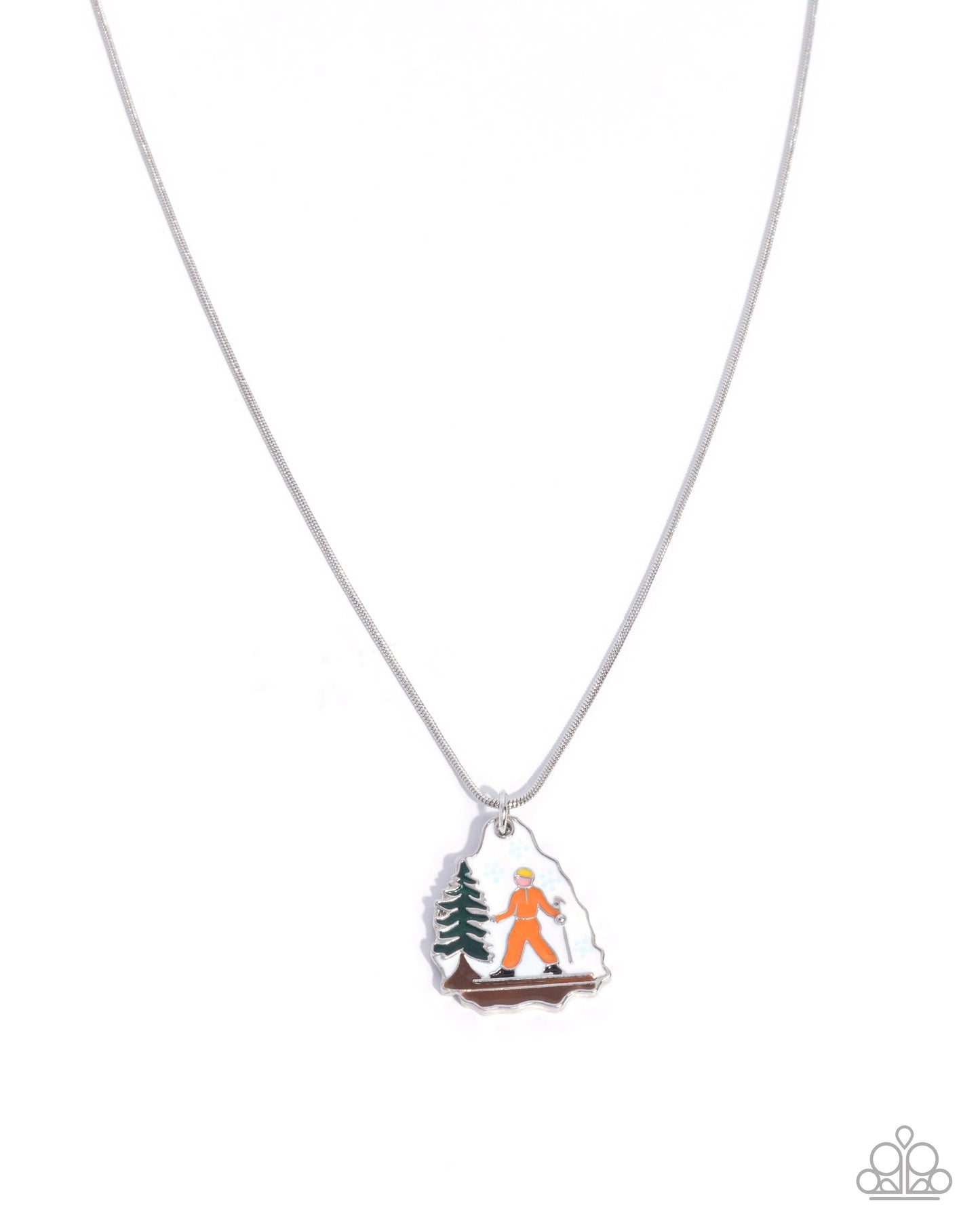 Skiing Through the Slopes - Multi Enamel Pendant Silver Necklace - Paparazzi Accessories