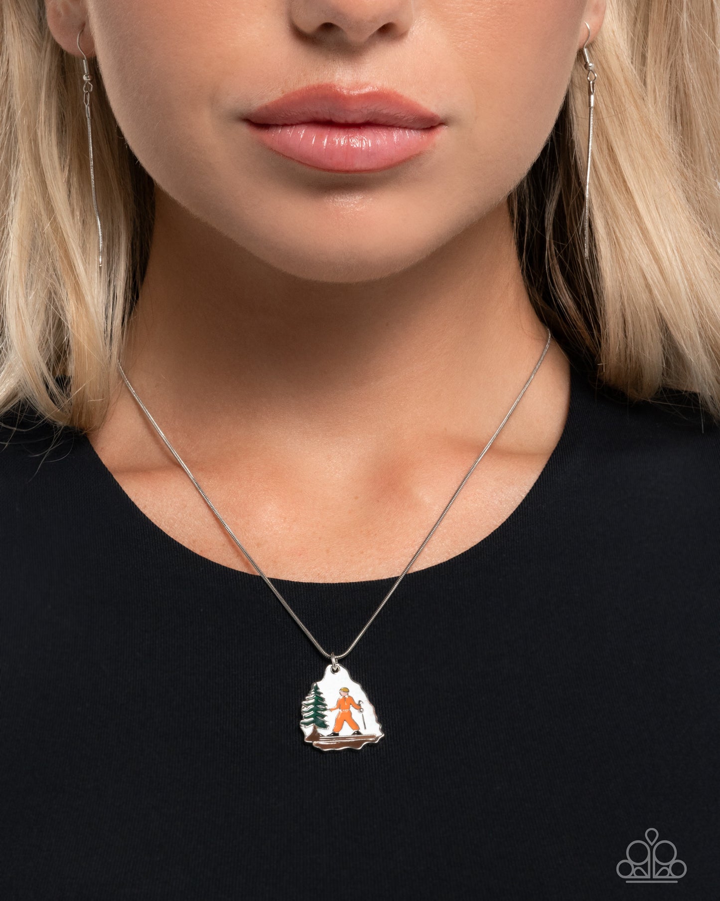 Skiing Through the Slopes - Multi Enamel Pendant Silver Necklace - Paparazzi Accessories