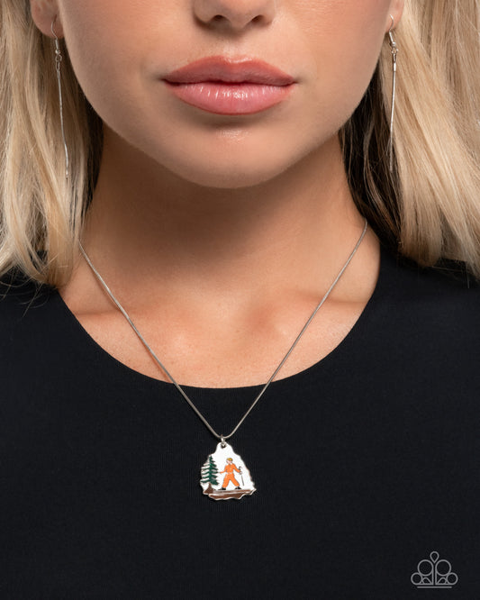 Skiing Through the Slopes - Multi Enamel Pendant Silver Necklace - Paparazzi Accessories